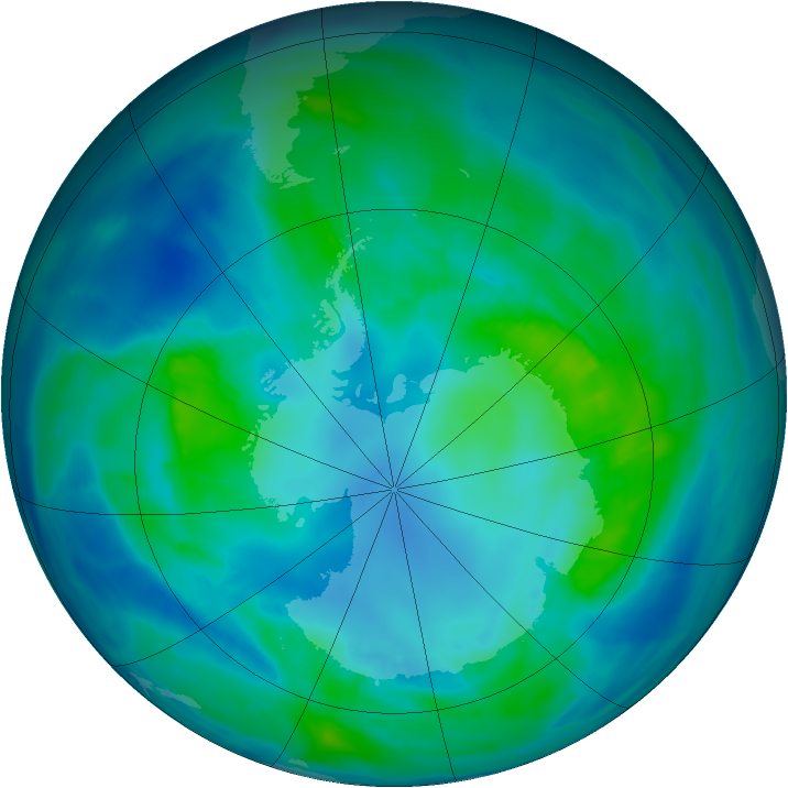 Antarctic ozone map for 18 April 2014